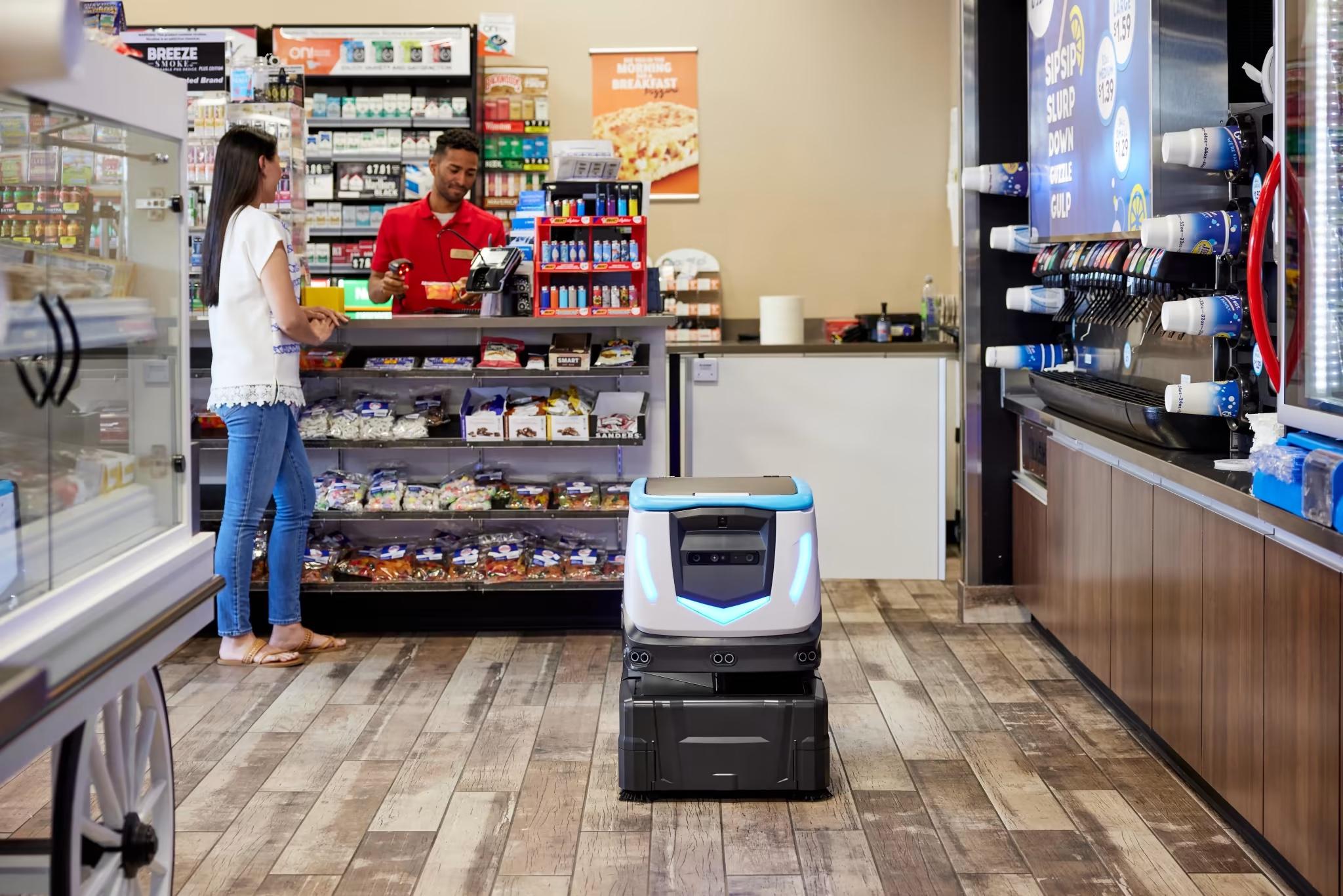 ICE Cobotics Cobi 18, robotic floor scrubber, cleaning convenience store 