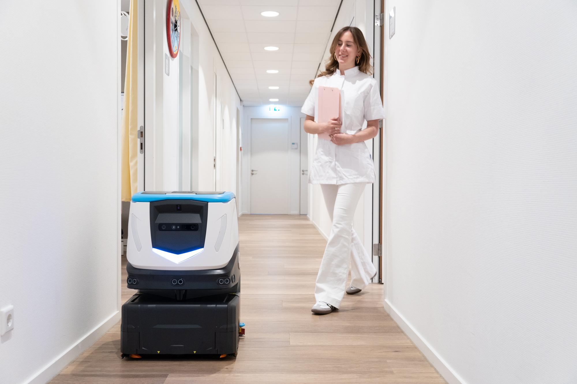 ICE Cobotics Cobi 18 working in healthcare facility 